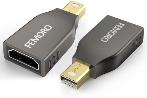 Femoro Mini Displayport до HDMI адаптер 2 пакет, 4K Mini DP машки во HDMI Femaleенски адаптер конвертор, компатибилен со MacBook