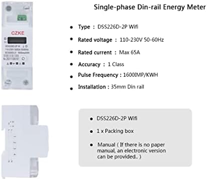 Befia DDS226D-2P 220V 50/60Hz Tuya Едноза фаза 65A DIN Rail WiFi Smart Energy Meter Timer Monitor KWH Meter Wattmeter