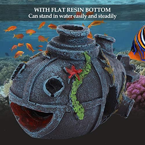 Декорација на резервоарот за риби од аквариум Цртан филм смола Орнаменти Вештачки симулација бродолом за пештерска декорација риба ракчиња тиква