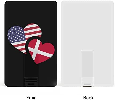 Данска Американско Знаме КРЕДИТНА Банкарска Картичка УСБ Флеш Дискови Пренослив Мемориски Стик Клуч За Складирање Диск 32ГР
