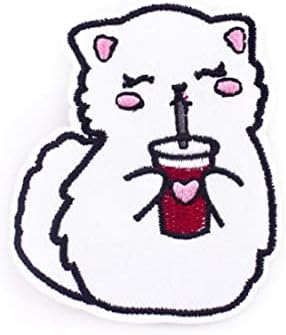 Мачка везена лепенка шие на железо на исечени налепници за животни со мачки, смешни DIY закрпи за ранец јакни фармерки облека