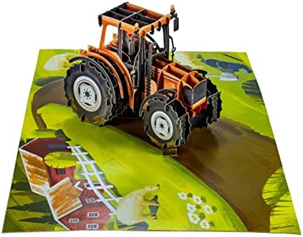 Трактор - 3Д Поздравувачка картичка за сите прилики - Loveубов, роденден, Божиќ, честитки, пензионирање, земјоделци, работници - Отстранлива