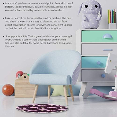 Heoeh Baiky Poin Pink Unicorn Star Model, Nonlip Doormat 15,7 тркалезна област килими теписи за деца спална соба бебе соба игра соба расадник