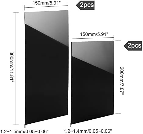 PH Pandahall Arylic Board Black, 4PCS акрилен лист 7.8x5.9 Правоаголник леано панел со два странични заштитни филмови за знаци за домашно кафе, приказ на проекти, дебелина од 1,5 ~ 1,5 мм