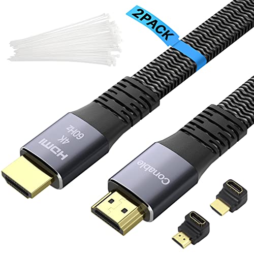 Рамен HDMI кабел 2 стапки, 4K HDMI висока брзина плетенка, чист бакар, поддржува 4K@60Hz 2160p 1080p HDR HDCP 2.2 ARC Full 3D - 2FT