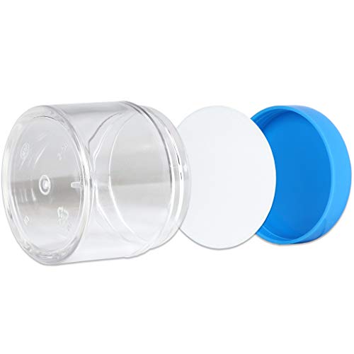 BeautiCOM 60 грама/60 ml круг чист протек доказ за пластични тегли со сини капаци за шминка за чување на патувања, козметички