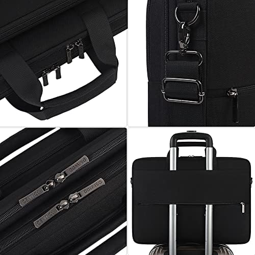 Домизо 17,3 инчи со голем капацитет лаптоп лаптоп торба за деловни чанти за канцеларија, црна боја, црна