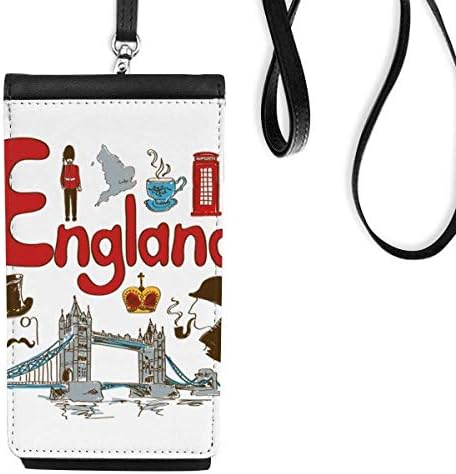 Англија Национален симбол обележје на обележје телефонски паричник чанта што виси мобилна торбичка црн џеб