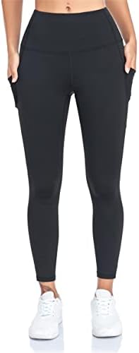 IBL женски високи половини јога 7/8 хеланки со џебови од месарка за сквоти за вежбање панталони 25 inseam