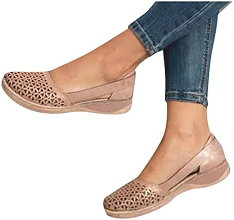 ГУФЕСФ летни сандали за жени 2023 година, женски сандали случајни затворени пети музли шупливи се лизгаат на чевли гроздобер клин сандали