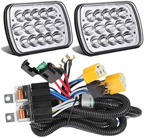 Partsam 2pcs Правоаголник H6054 LED Фарови 5x7 7x6 Фарови + 1set H4 Реле Темперамент Комплет за 7x6 5x7 H6054 Фарови