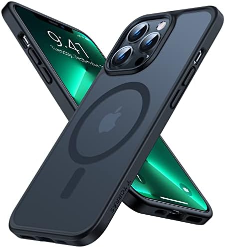 Torras Magnetic Дизајниран За Iphone 13 Pro Случај, Тестиран Воен Пад, Компатибилен Со MagSafe, Тенок Заштитен Проѕирен Мат Силиконски Случај