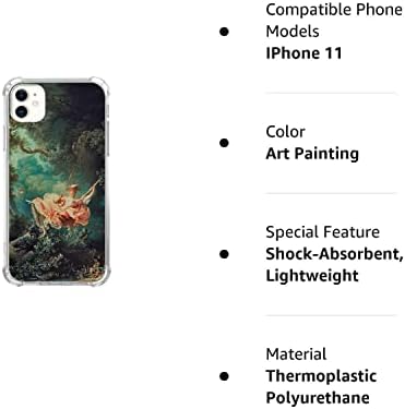 Небруски ренесанса Класичен случај на уметност компатибилен со iPhone 11, гроздобер естетски случај на уметност Рококо за iPhone 11,