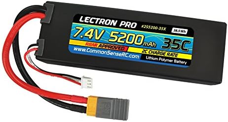 Common Sense RC Lectron Pro 7.4V 5200mAh 35C LIPO батерија со адаптер за конектор XT60 + CSRC за батерии XT60 до возила Traxxas