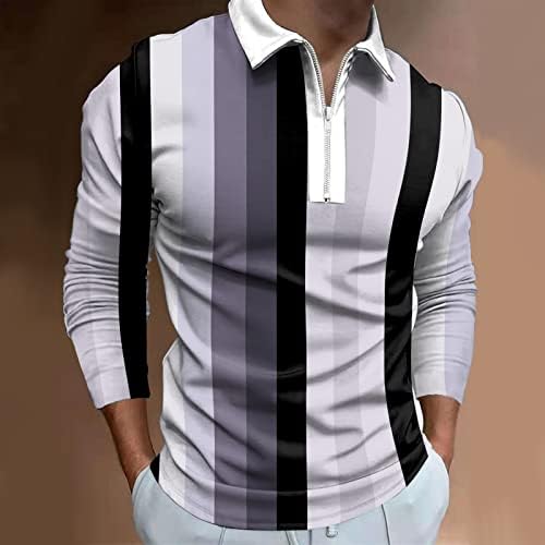 ZDDO 2022 Нови кошули за машка поло, долги ракави 1/4 поштенски до врвови за голф на вратот, шарени крпеници за улична облека, обична дизајнерска