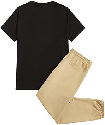 Ојоангл машка облека од 2 Парчиња Графичка Маичка Со Кратки Ракави И Тренерка За Карго панталони