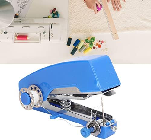 Мини преносна машина за шиење, мултифункционална машина за рачно зашивање преносна мини алатка за шиење Едноставно работење со рачен уред за
