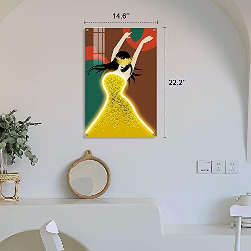 Lifeивот на wallидна уметност за модерен декор за дома, рачно изработена моќ од USB, танцување убавина wallиден декор за домашна дневна соба спална соба, уметнички дела нео
