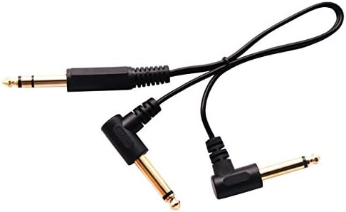 ZdycgTime 6,35мм до 2 * 6,35 Аудио y Сплитер кабел, злато позлатен 90 степени 1/4 инч 6,35 mm машки TRS стерео до 2 6,35 mm 1/4 инчен машки TS Mono Right Angle y Splitter Audio Cable