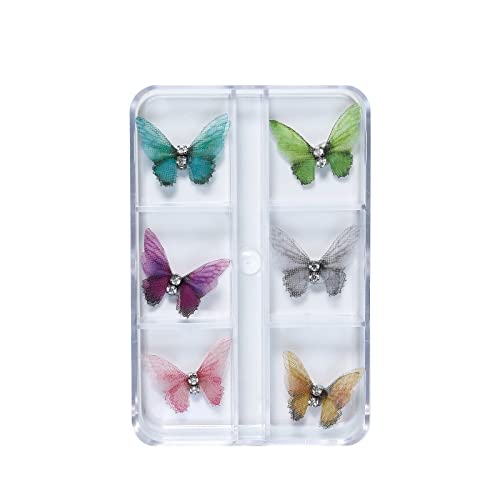 Пролетни привлечности од пеперутка за нокти 6 бои лето Пеперутка нокти сјај поставува пеперутки за нокти за нокти за декорација DIY занаетчиски