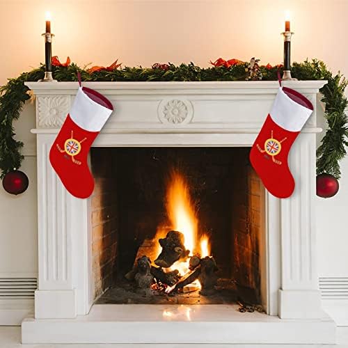 Хокеј во Божиќните чорапи на Обединетото Кралство Црвен кадифе со бела торба за бонбони Божиќни украси и додаток на семејна забава