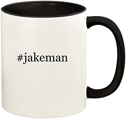 Подароци на Ник Нок #Jakeman - 11oz хаштаг Керамички обоена рачка и внатре во чашата за чаша за кафе, црна
