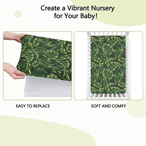Хантер зелена тематска опремена мини чаршафи, преносни мини креветчиња за креветчиња меки и дишени чаршафи за креветчиња за креветчиња