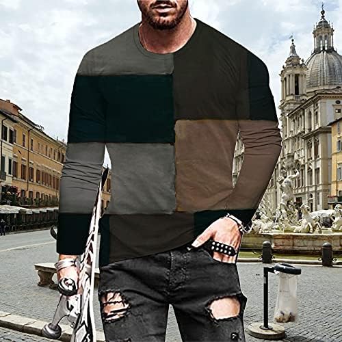 Обична машка улична тркалезна маица Топ печатење на вратот долг дигитален ракав 3Д машка блуза