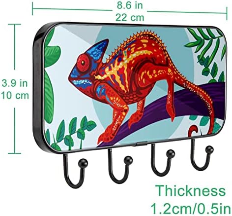 Камелеон Инсекти Печатење Палто Решетката Ѕид Монтирање, Влезот Палто Решетката со 4 Кука За Капут Капа Пешкир Чанта Облека Бања Влезот Дневна Соба