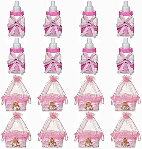 Услуги за Туширање за Бебиња За Девојчиња,Услуги За Туширање За Бебиња За Момчиња, 12 парчиња Шишиња За Туширање За Бебиња Со 12 парчиња Органза Торби За Бонбони За Ту
