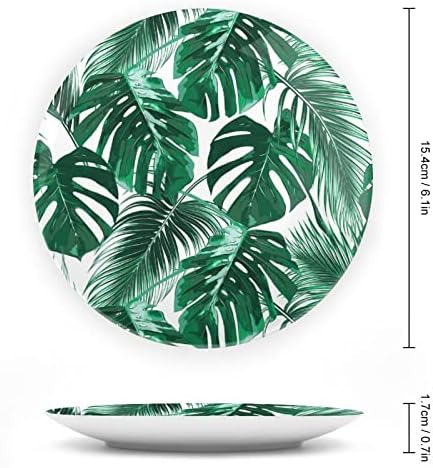 Тропски палми лисја коска Кина Декоративна чинија тркалезни керамички плочи занает со приказ за домашна канцеларија wallид вечера