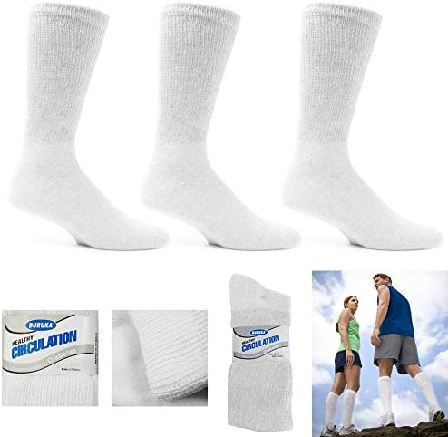 6 пар чорапи со дијабетична екипаж Циркулаторна здравствена поддршка Памук лабава вклопена големина 9-11