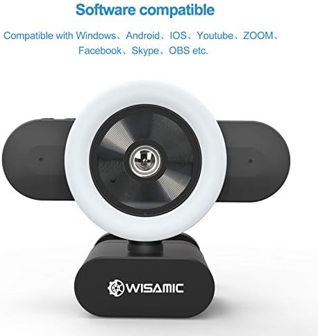 Wisamic Веб Камера Со Микрофон, 2k HD Лаптоп Десктоп Камера Видео Веб Камера, 1080p Приклучок И Игра USB Веб Камера ЗА Онлајн Повикување/Конференции/Зум/Skype/Facetime/YouTube