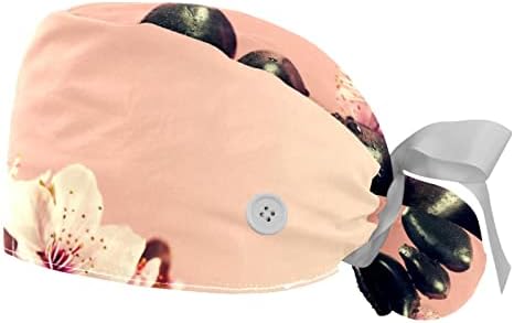 Медицински капи на Лорвис за жени со копчиња долга коса, 2 парчиња прилагодливо работно капаче, Зен Кинески спа разнобојно