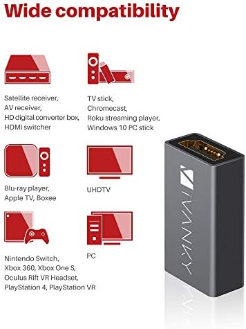 HDMI Спојка 2-Пакет, Ivanky 4K HDMI Конектор Женски На Женски Адаптер, 4k Алуминиумска Легура HDMI Екстендер, СО 4K@60hz, 3D И HDR