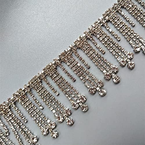 Yasez fringe Trim Ribbon Silver Crystal Crystal Bridal Sash Belt Sew на ѓердан за венчаница со примена рачно изработено