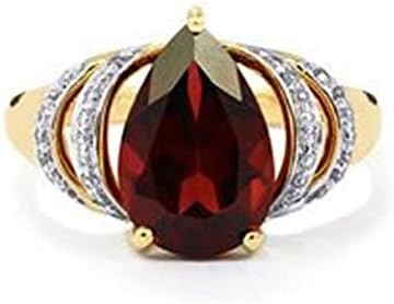 Мода 18К жолто злато исполнето црвен рубин прстен свадба невестински накит подароци
