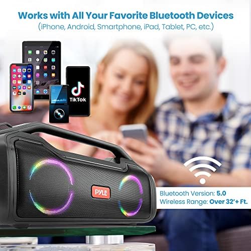 Звучник за безжичен преносен Bluetooth Bluetooth Boombox - 40W 2CH Водоотпорен звучник за полнење на гласно стерео систем w/Google Assistant/Siri Voice Control, TWS функција, Micro SD, RGB светла PSBWP4