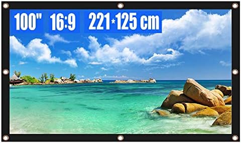 ShareDow 100 инчи 16: 9 HD преклопување против безобразно платно преносен проектор за проектори за домашно кино канцеларија