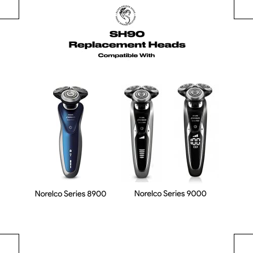 Глави за замена на Silver Dragon Shave Sh90 - SH90/72 БРИАВНИ БЕЗБЕДНИЦИ компатибилни со Philips Norelco Series 8900 и 9000, пакет од 3