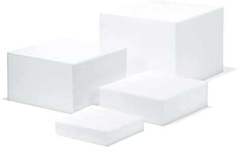 KCGANI бела акрилна коцка со десерт за десерт за десерт, 5 страни, гнездење на гнездење акрилни кутии, квадратна акрилна маса украсете