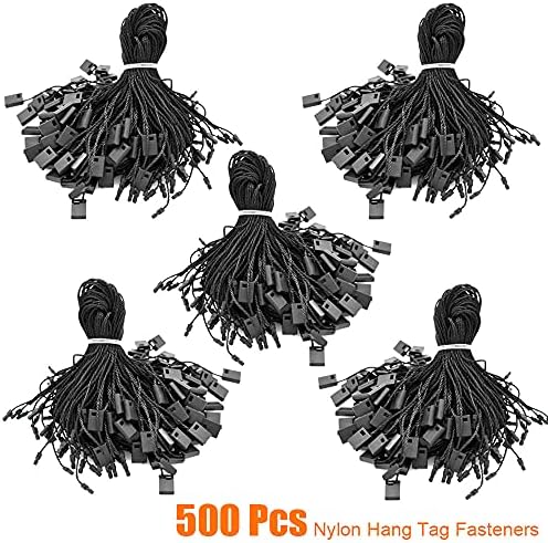 Зацврстувачи за обесени 500 парчиња, црна најлонска сноп и 500 парчиња 0,8 инчи црни метални метави за облека, занаетчиски иглички за