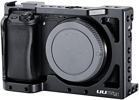 Камера за заштита на алуминиумска заштита од алуминиум за зајак, кафез со кафез за Sony A6400 посветен Vlog