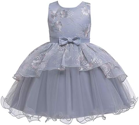 Бебе девојче цвет фустан, новороденче за венчавка, деверуша за роденденска забава Туту Тул Везење принцези фустани