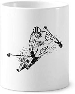 Зимски спорт Црно скијање илустрација за четка за заби држач за пенкало кригла керамички штанд -молив чаша