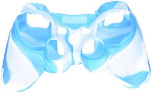 Висококвалитетен премиум супер зафат Сјај бело сино силикон заштитен случај на кожата за Sony PlayStation PS3 Далечински контролер