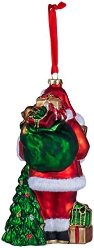 Демдако празнично црвено верувајте Дедо Мраз со подароци 7 x 3 разнесени стакло декоративни висечки украси