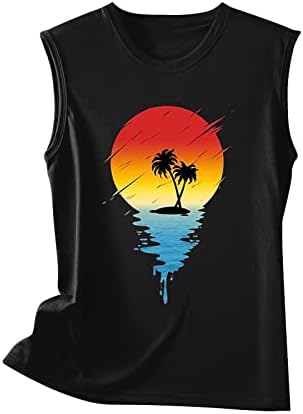 Палма кошула Тропски резервоар за плажа на врвови за жени 2023 летен летен лесен елек лабав вклопување удобни меки резервоари за блуза Топ маички