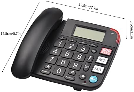 Quul Desktop Cornerline Firdline Телефон Поправено Телефонско големо копче за постари сениори Телефон со ЛЦД дисплеј нем/пауза/задржување/редакција