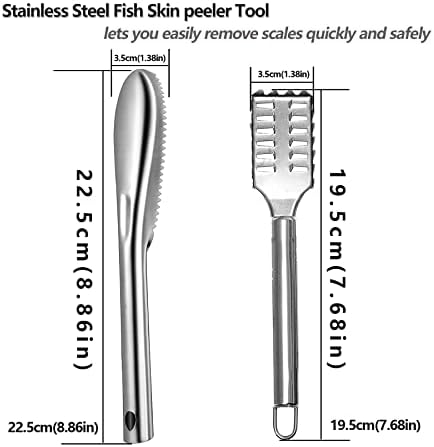 Четка за чистење на кожата на риба Хенниу, отстранувач на риби, алатка за риби, алатка за кора од кожа од не'рѓосувачки челик, 2 парчиња